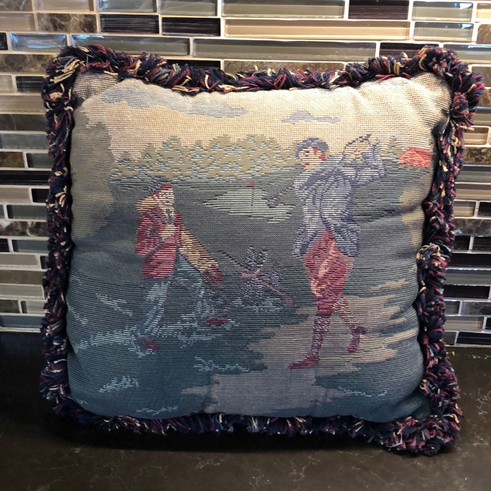 Riverdale golf golfing scene‎ pillow 13” made USA